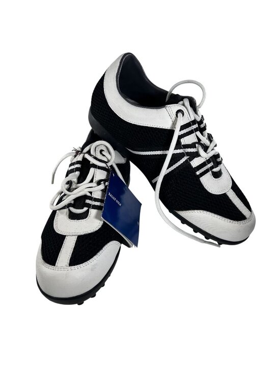 Bally Shoes - NWT Bally Golf Fuerte Womens Shoes 7.5 Black White Mesh Leather Lace Swiss EU38